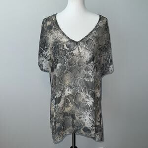 Be Together Oversized Sheer Snakeskin Short Sleeve Blouse Women's Medium